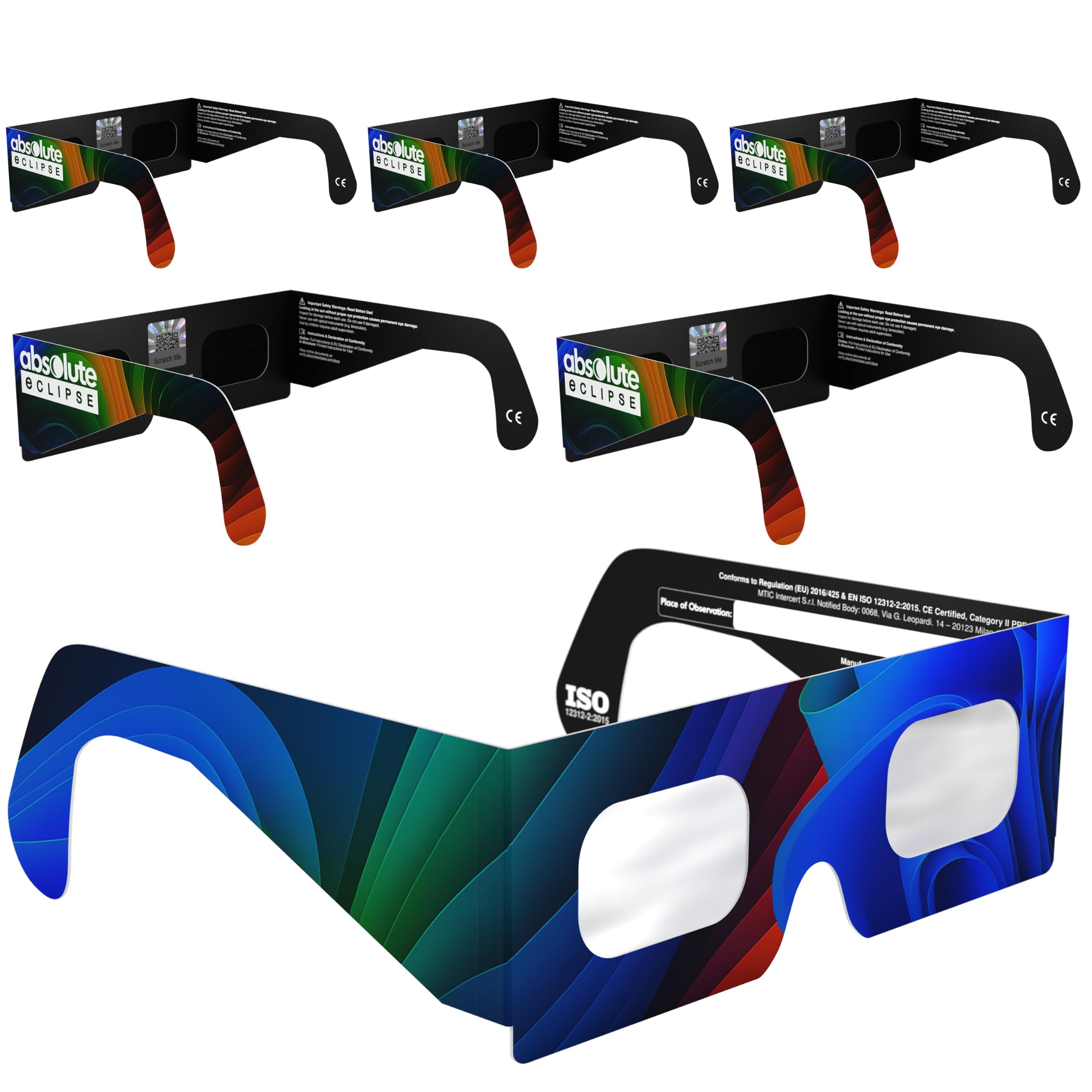 Solar Eclipse Glasses ISO 12312-2 & CE Certified – Safe Solar Viewing for Direct Sun & August 2026 Eclipse | Paper Cardboard Frame, Made in EU | For Kids & Adults | 6 Pack | Breeze
