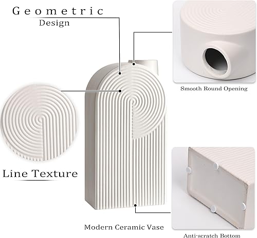 Miniatura 6 de TERESA'S COLLECTIONS Jarrón moderno para libros en blanco y negro para decoración del hogar, floreros decorativos de cerámica para estante, repisa