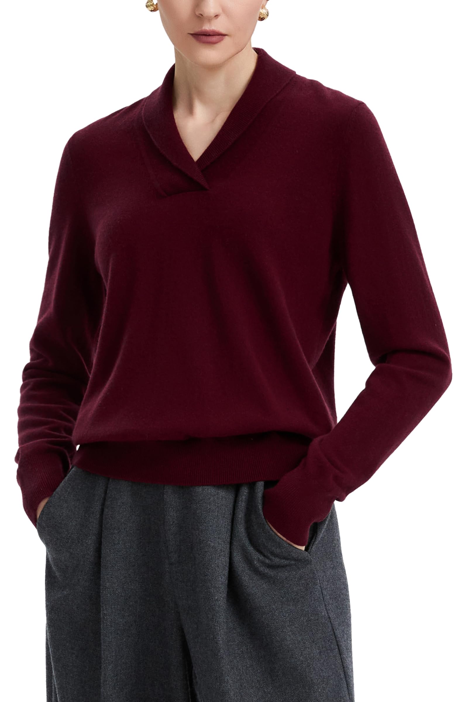 Maglione Donna Lana Merino Collo a Revers