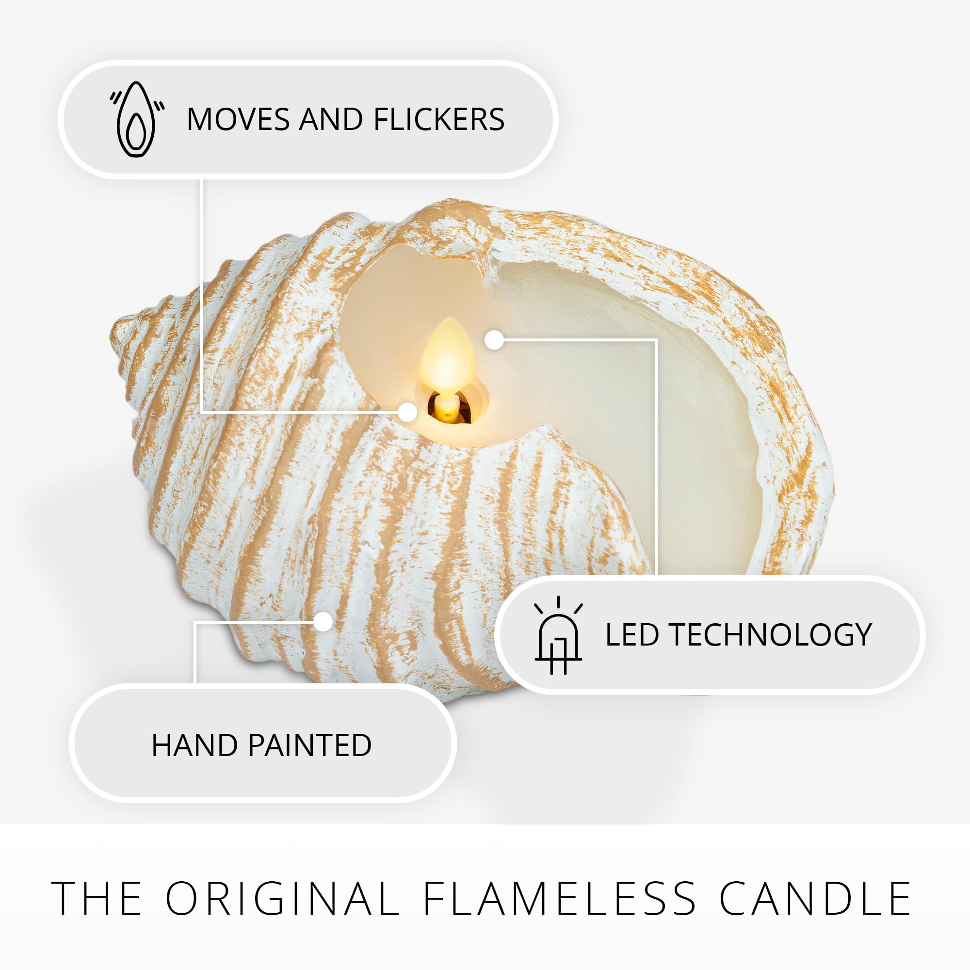 Luminara - Bianco senza fiamma candela Tunshell - 13,2 x 8,1 cm