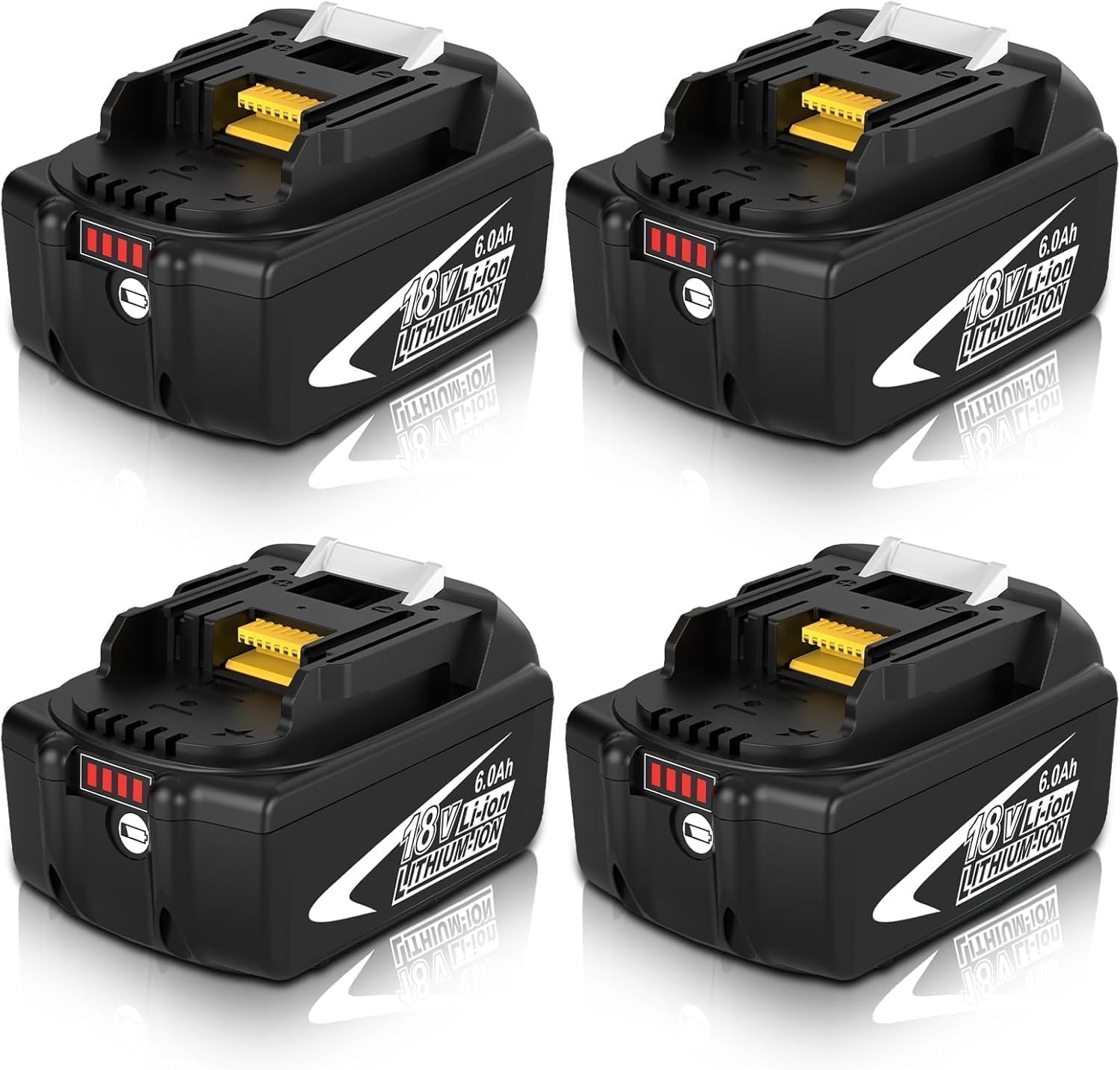 4 Pack 6.0Ah BL1860B Battery Replacement for Makita 18V Battery Lithium BL1815 BL1815N BL1820 BL1820B BL1830 BL1840 BL1850 BL1860 Compatible with Makita 18V Power Tools with LED Indicator