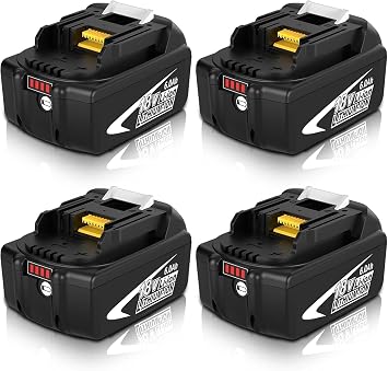 4 Pack 6.0Ah BL1860B Battery Replacement for 18V Battery Lithium BL1815 BL1815N BL1820 BL1820B BL1830 BL1840 BL1850 BL1860 Compatible with 18V Power Tools with LED Indicator