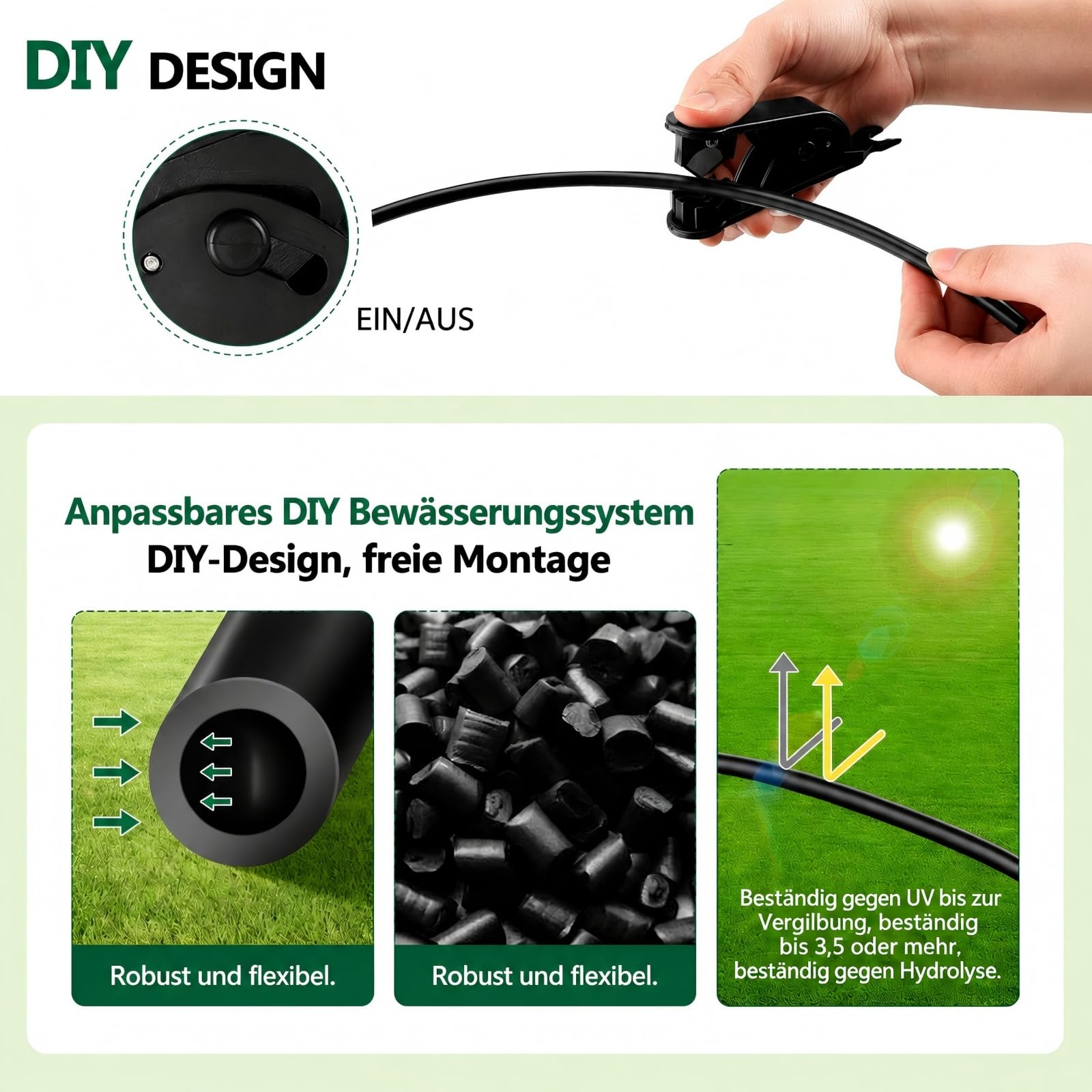 20M Bewässerungssystem Set DIY Garten Bewässerung Kit PE-Schlauch Verstellbares Gartenbewässerung Misting Kühlsystem für Pflanzen Garten, Rasen, Gewächshaus Außenbereich