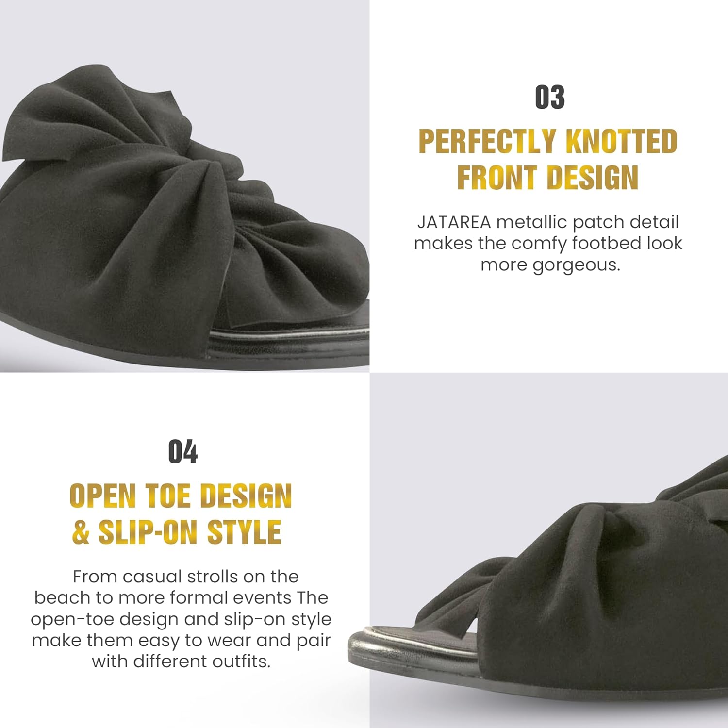 JATAREA Women’s Slip-On Leather Flat Sandals with Round Open Toe | Classic and Trendy Slippers - Image 6