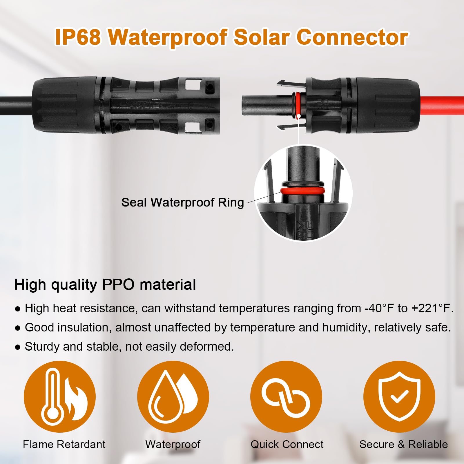 Solar-Verlängerungskabel – 8 AWG, 6 m, verzinntes Kupfer, rot und schwarz, parallel, 8 Gauge, PV-Draht mit Solarsteckern, wetterfester Photovoltaikdraht für Wohnmobil, Marine, Solarpanel, Automobil