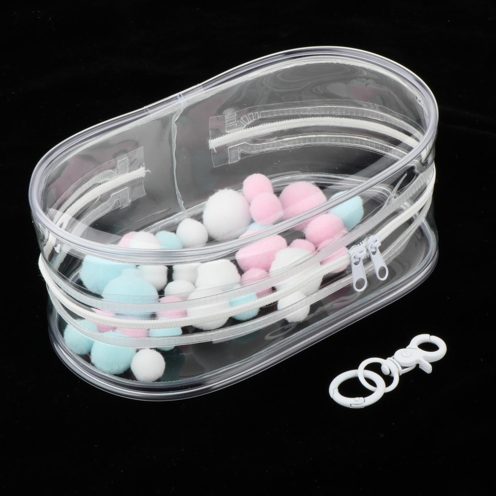 Sac De Présentation Transparent Pour Poupées - 19,5x10,5 Cm, En PVC Imperméable, Avec Porte-clés Et Pompons