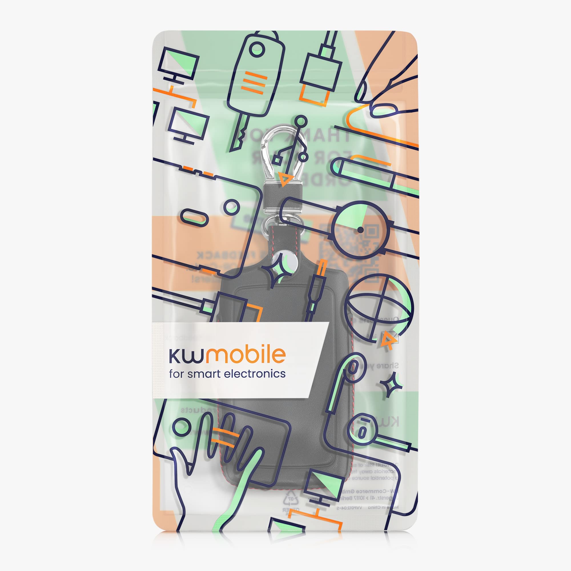 kwmobile Etui na kluczyki samochodowe kompatybilne z Renault Smartkey z 4 przyciskami (tylko Keyless Go) - skórzane etui ochronne na klucze, czarno-czerwone