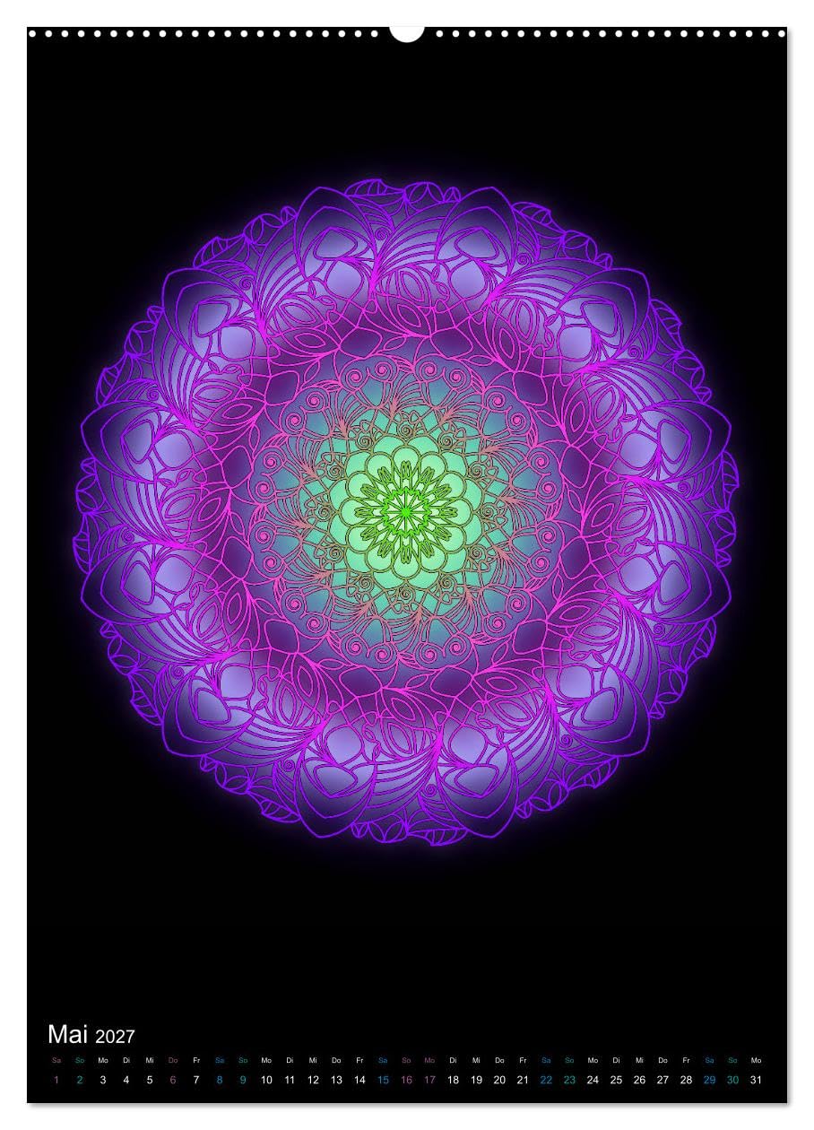 CALVENDO - Mandala-Kalender 2027 (hochwertiger Premium Wandkalender 2027 DIN A2 hoch), Kunstdruck in Hochglanz: Genießen Sie jeden Monat ein außergewöhnliches Kraftbild in Form eines Mandalas.