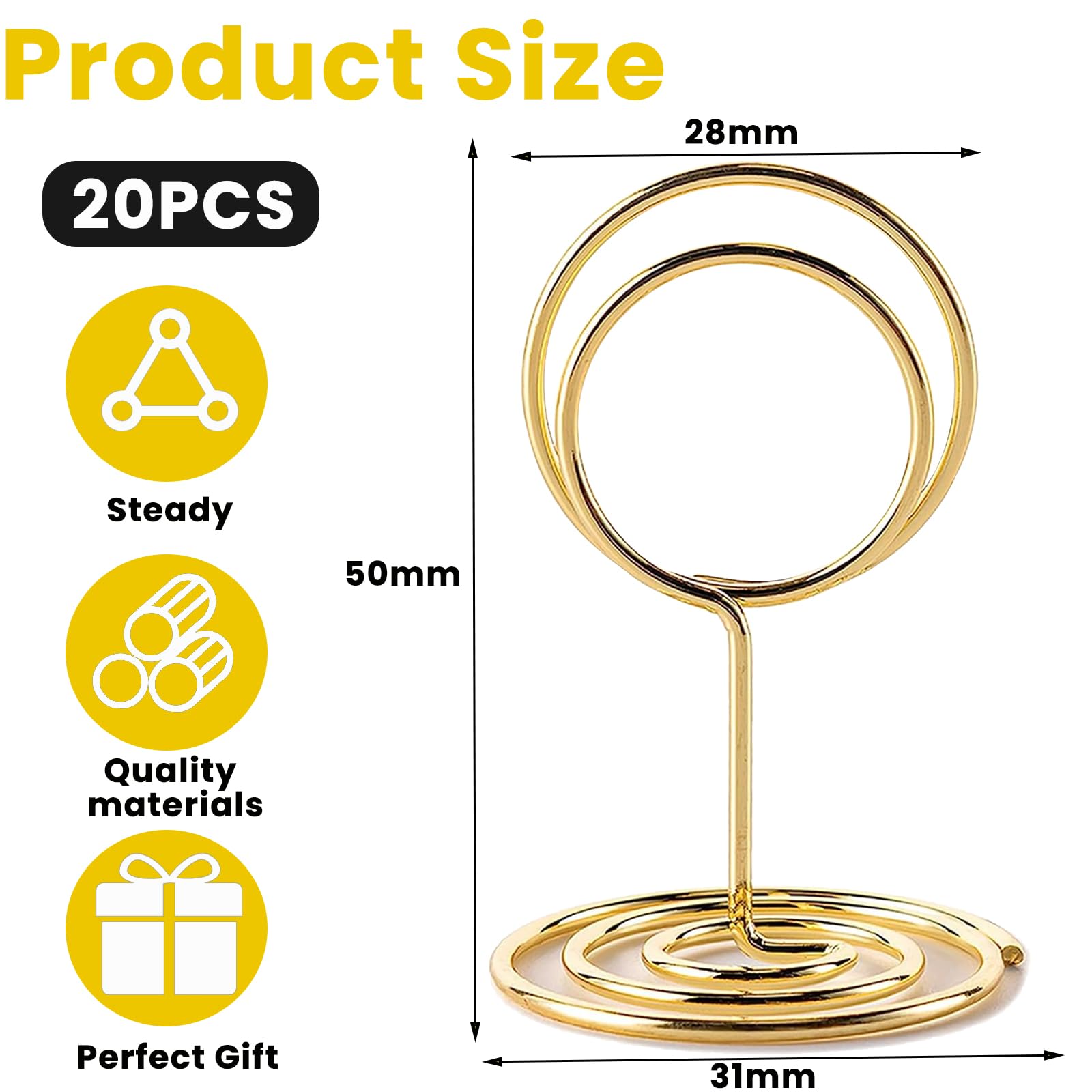 Supporto Segnaposto Tavolo Oro 24 Pezzi, Porta Memo Clip per Matrimoni Carte Biglietti da Visita