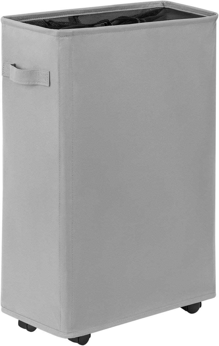 Chrislley 45L Slim Laundry Hamper with Wheels Narrow Rolling Laundry Basket Foldable Dirty Clothes Portable Skinny Hamper Organizer Storage Bins (21.65 inches, Grey 3)