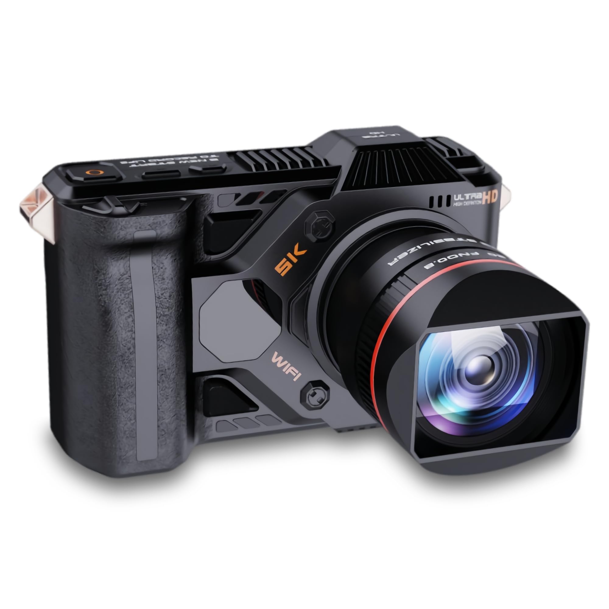 Fotocamera Digitale 5K - Videocamera da Viaggio 5G WiFi 16:9 50MP 4800mAh, Fotocamera Retro HD Professionale con Schermo da 4,0 Pollici/Zoom Digitale 50x / Visione Notturna a
