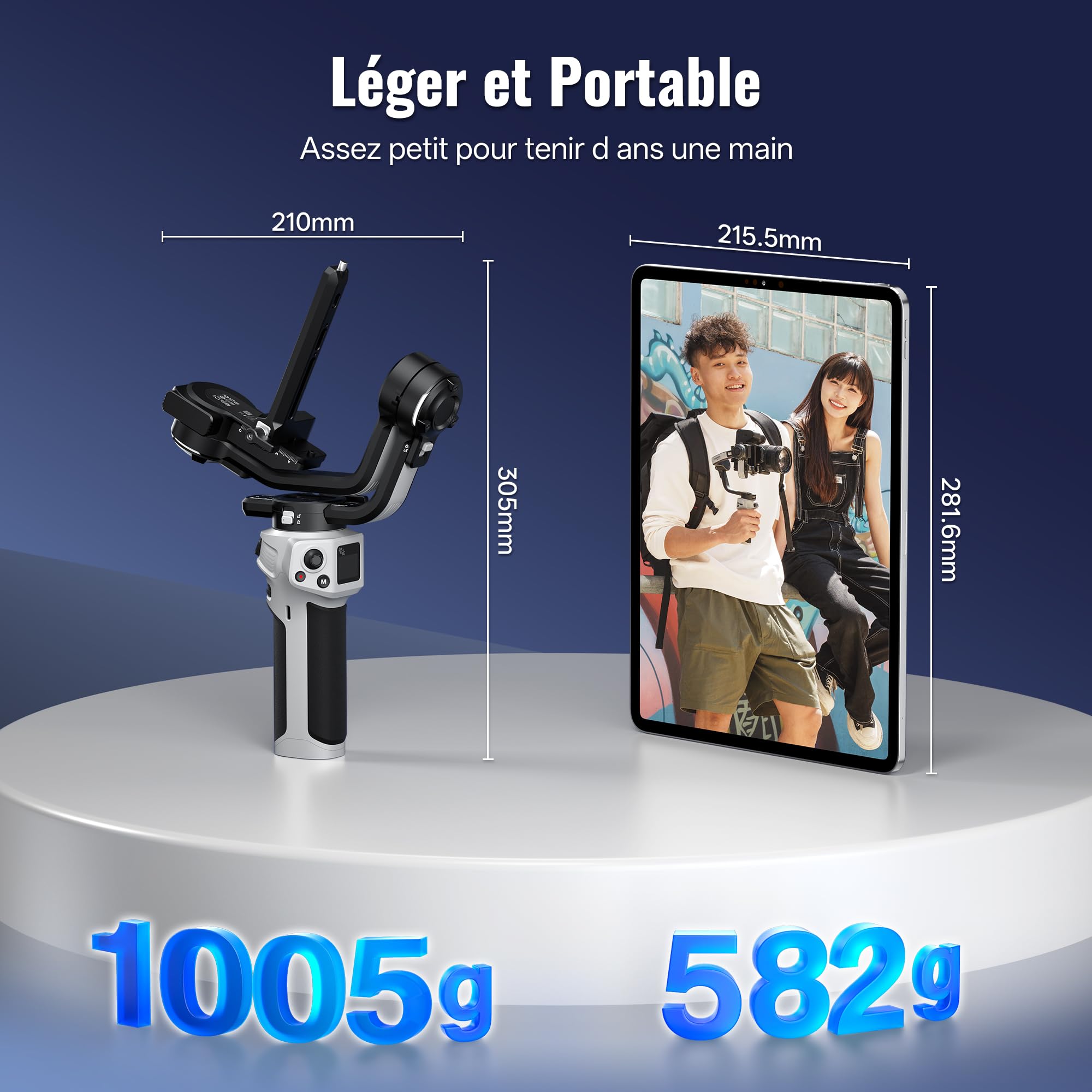 ZHIYUN CINEPEER Weebill 3E [Officiel] Stabilisateur Appareil Photo, Stabilisateur Camera 3 Axes pour Caméras DSLR et sans Miroir, Compatible avec Canon/Sony/Panasonic/Fujifilm, 3kg de Charge Utile