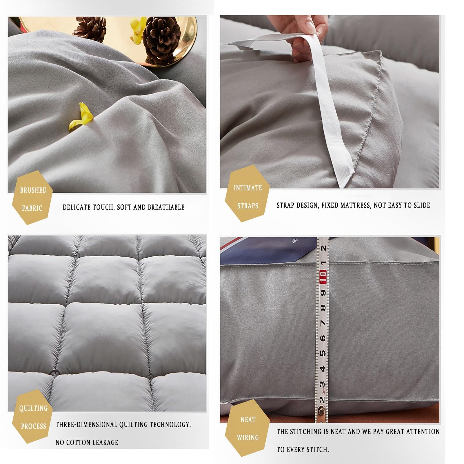 Materasso da pavimento giapponese, morbido, portatile, pieghevole, futon, spesso, per letto singolo, matrimoniale (grigio, 180 x 200 cm)