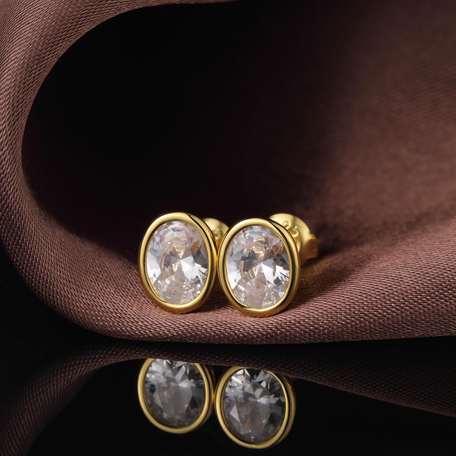 18K Oro Bianco Placcata Orecchini Uomo Donna Simulato Diamante Brillanti s925 Argento Sterlina Zirconi 5mm 6mm 7mm