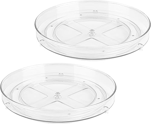Oizeir Clear Lazy Susan Organizador (paquete de 2) tocadiscos de 9 pulgadas para cocina, despensa, nevera, baño y encimeras de tocador, organizador