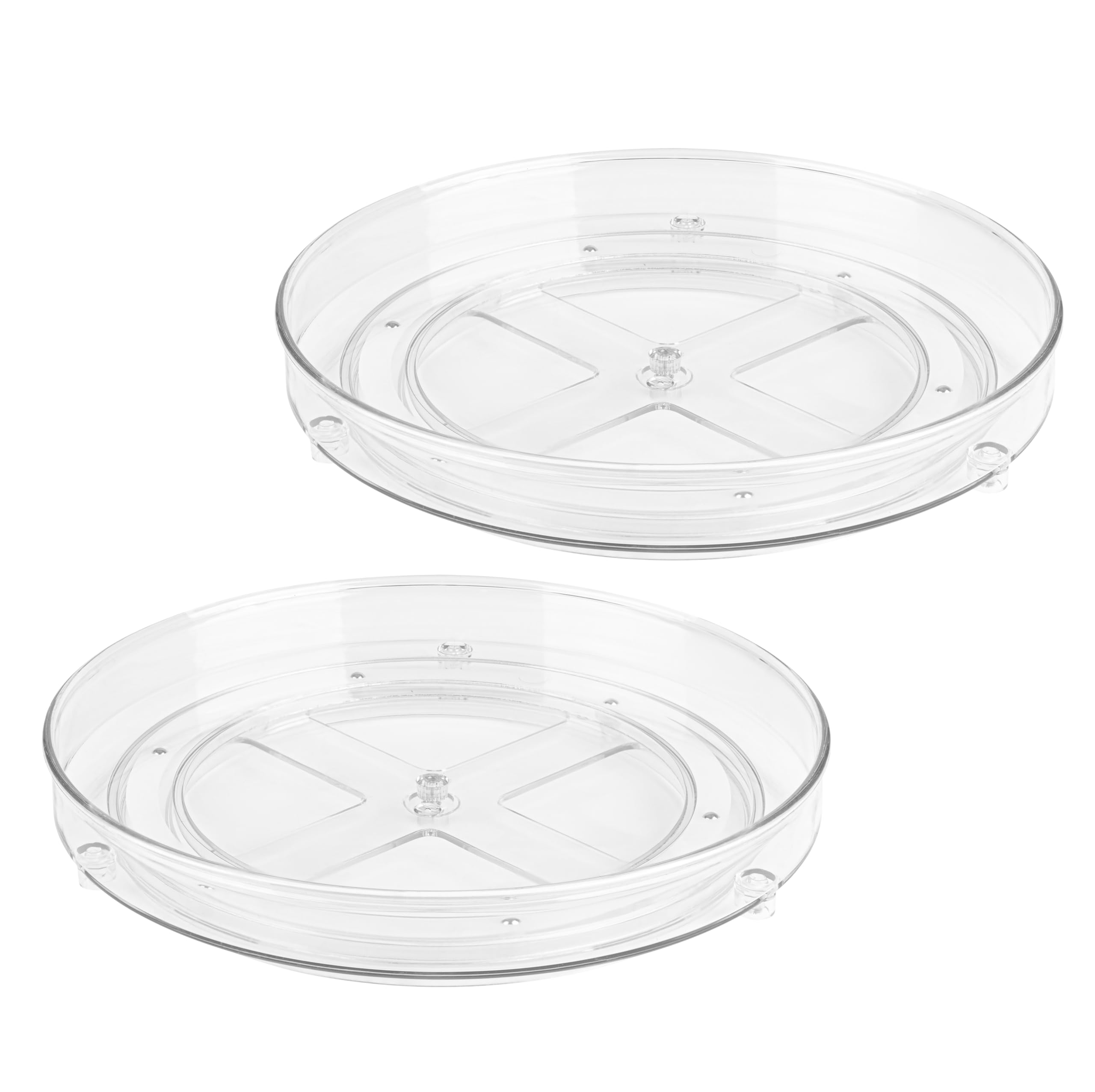 Clear Lazy Susan Organizer - 4PK - 9 Inch - Turntable Organizer - Acrylic Lazy Susan Organizer for Cabinet, Kitchen, Pantry, Fridge & Bathroom - Lazy Susan for Refrigerator - Vanity Countertop