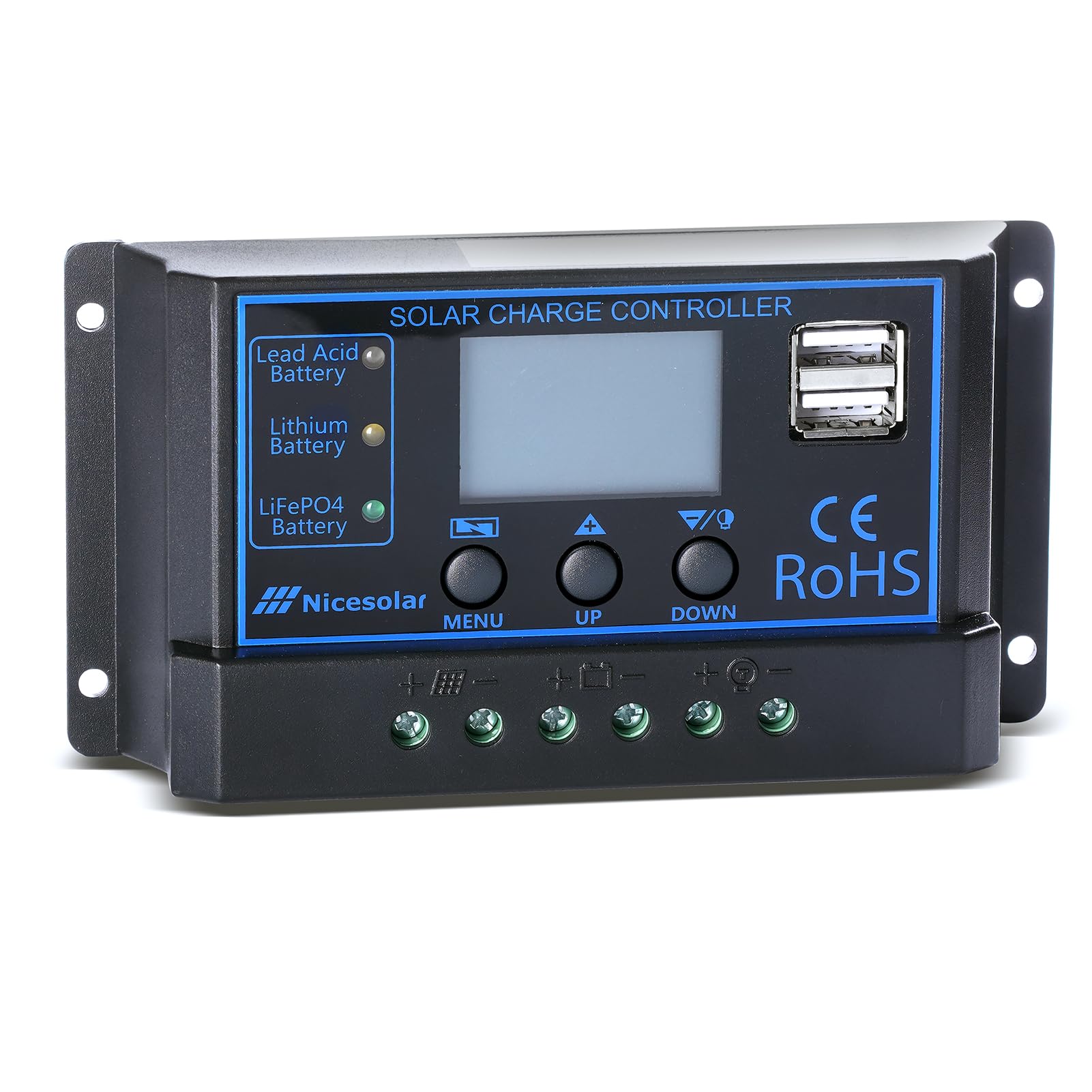 Nicesolar Solar Laderegler 20A 12V 24V PWM Solarladeregler Controller Solarpanel Batterie Intelligente Solarregler