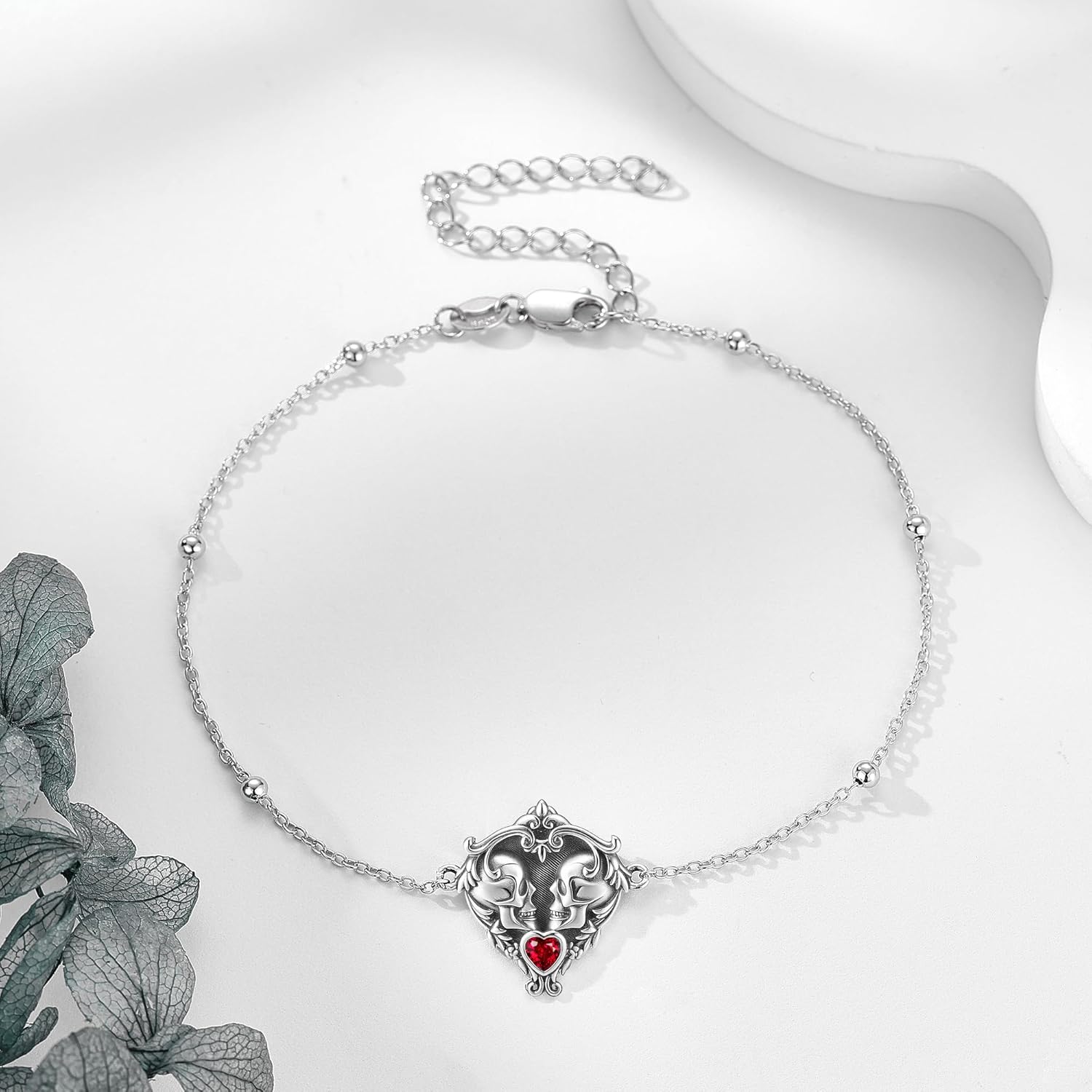 MONGAS Goth Bracelet Sterling Silver Heart Skeleton/Skull/Snake Bracelet Skeleton/Skull/Snake Jewelry for Women - Image 4