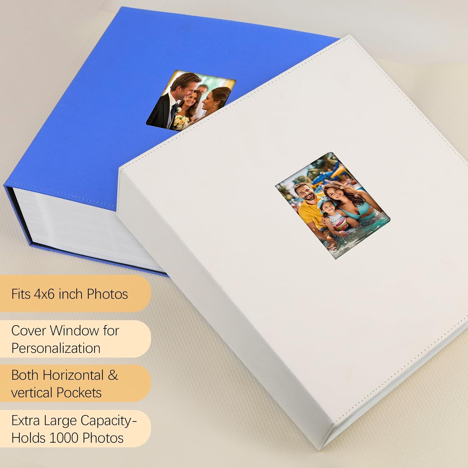 Linen Hardcover Photo Album 4x6 1000 Photos Large Capacity for Family Wedding Anniversary Baby Vacation, 4x6 Photo Albums with Front Window Holds 1000 Horizontal and Vertical 4 x 6 Pictures