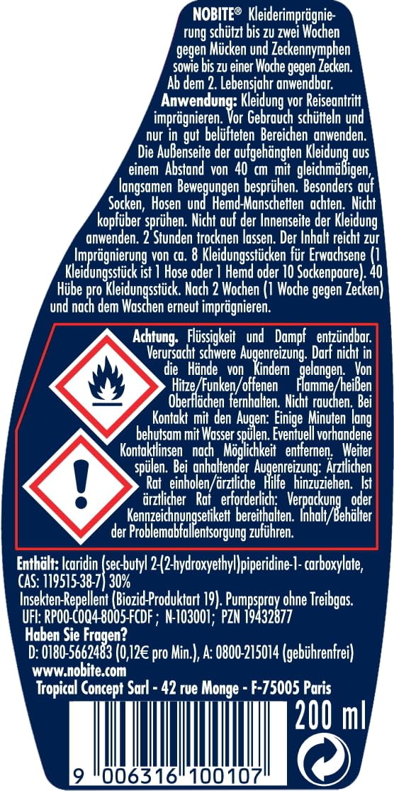 NOBITE Insektenschutz Set 3-teilig mit Kulturtasche – DEET 50% Mückenspray