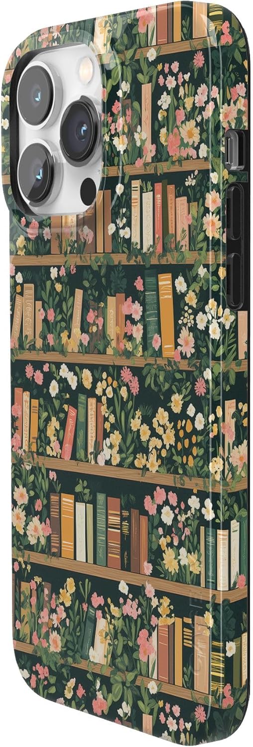 Casely iPhone 14 Pro Max Case | Book Nook | Floral Library | Compatible with MagSafe | Classic Ultra Thin Design