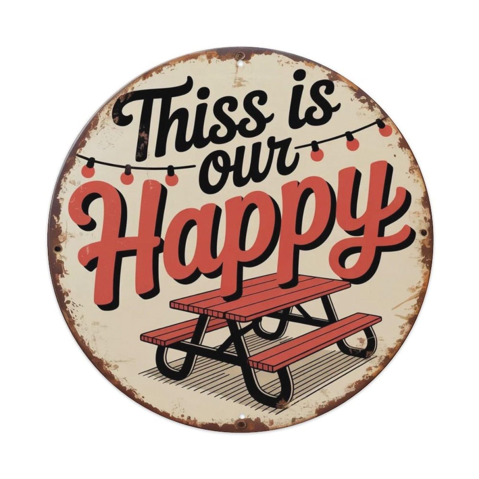 Lvalogy Style Backyard Happy Place Metal Tin Sign Plaque