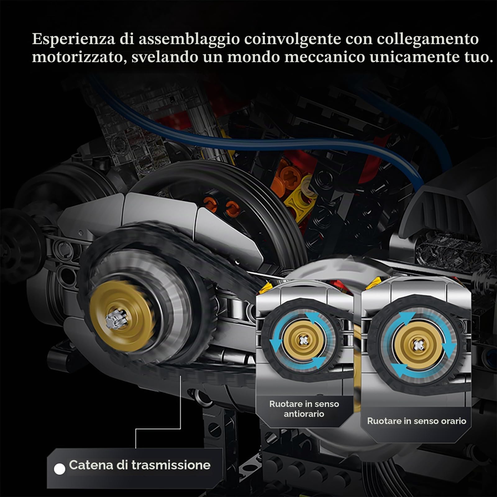 muuchuu Technik V2 - Kit di costruzione per motore con luce e suono a nebulizzazione del motore, per adulti, fai da te hobby STEM, modello regalo per bambini e ragazzi 14 (867 pezzi)
