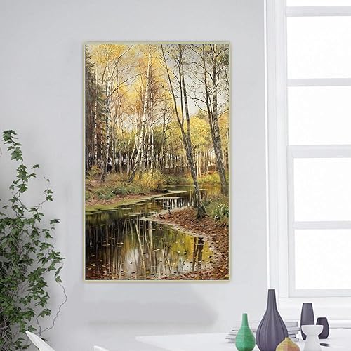 Miniatura 6 de Pinturas famosas Impresión de lienzo Peder Monsted "Otoño en el abedul" Lienzo Imagen de arte de pared para decoración de oficina 23.6x37.8 in Sin