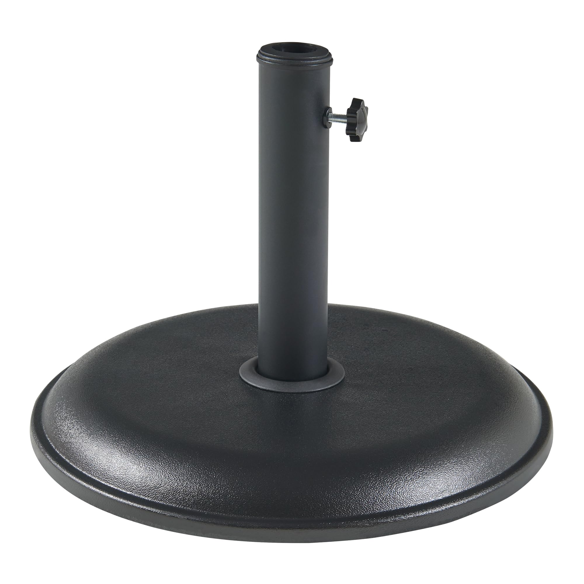 casa.pro Pied de Parasol Rond avec Adaptateurs 34/39/49/55 mm Fixation Facile Couche de Protection Résistant aux Intempéries Style Intemporel Béton Fer 45 x 5 cm Noir