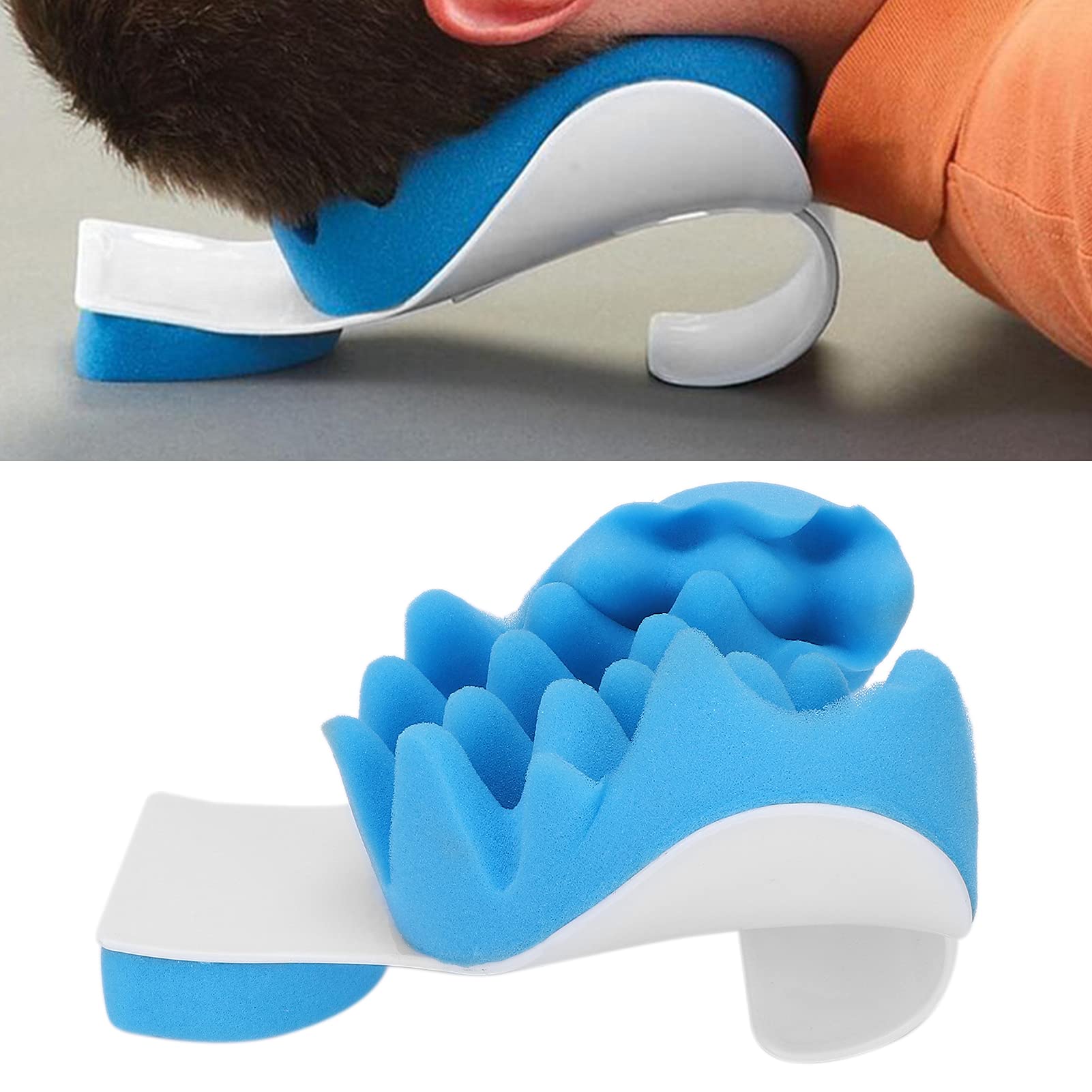 Dispositivo de tracción de cuello cervical y masajeador de puntos de activación, soporte para el cuello, alivio de tensión, almohada de tracción para masaje de cuello, relajante de tensión de cuello