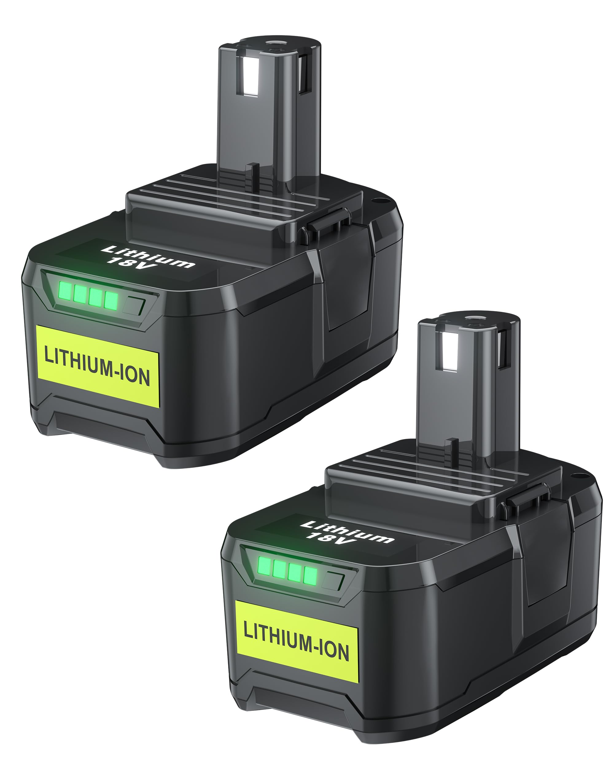 2 Stück 5,0Ah Ersatzakku für Ryobi 18V P108 Akku Li-ion Batterie, Akku für Ryobi ONE+ P104 P105 P107 RB18L50 RB18L40 RB18L25 RB18L15 RB18L13 Werkzeugen Akku mit LED-Anzeige