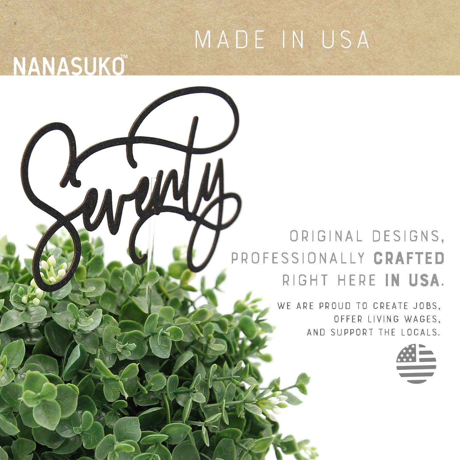 70th Birthday Cake Topper - Silver Glitter 'Seventy' In Modern Cursive Design