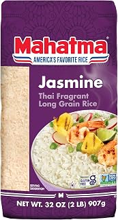 Mahatma Jasmine Rice 2lb Bag - Authentic Thai Fragrant Rice, Fluffy & Sticky, Gluten-Free Non-GMO for Stovetop or Microwave