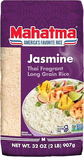 Mahatma Jasmine, 2lb Bag of Rice, Thai, Indian, or Cambodian Fragrant Flavored Rice, Stovetop or Microwave