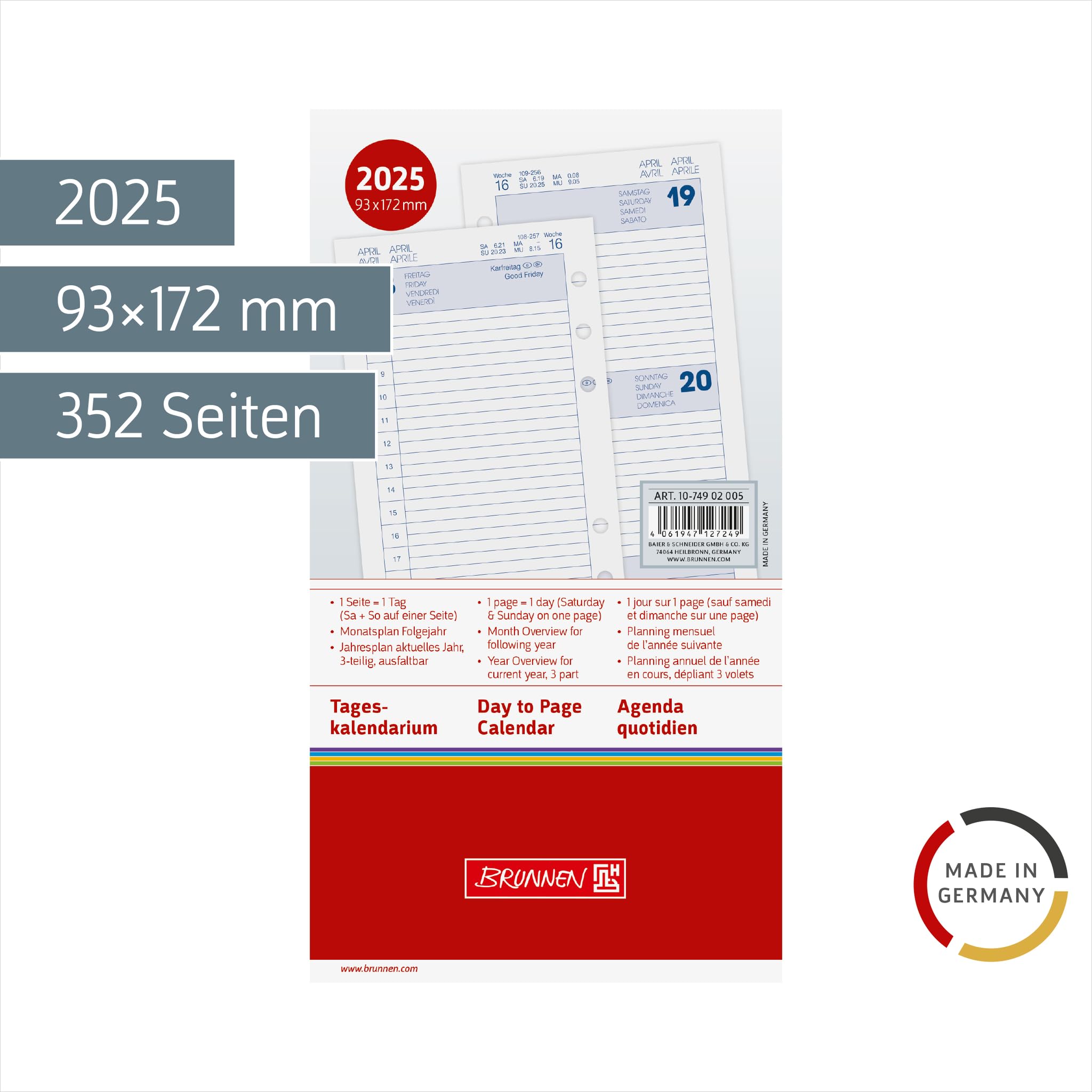Agenda Diaria BRUNNEN FILIUS 2023 – Organizador Personal Con Hoja Por Día