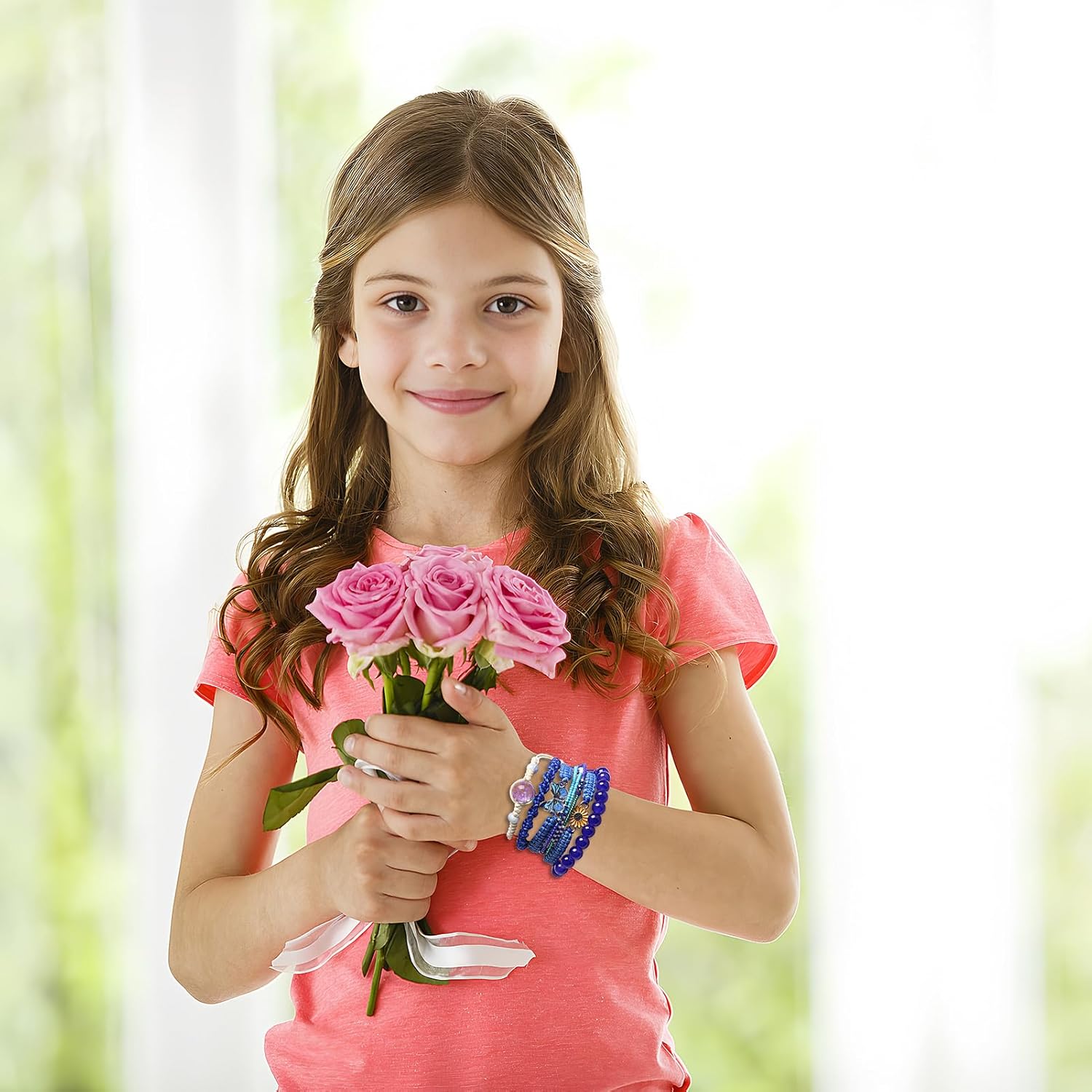 DS 6PCS String beads Charm Bracelets for Teen Girls Handmade Braided Rope Butterfly daisies Eternal flower Boho Surfer Bracelet for women Adjustable friendship Stretch birthday jewelry Gift Friends - Image 5