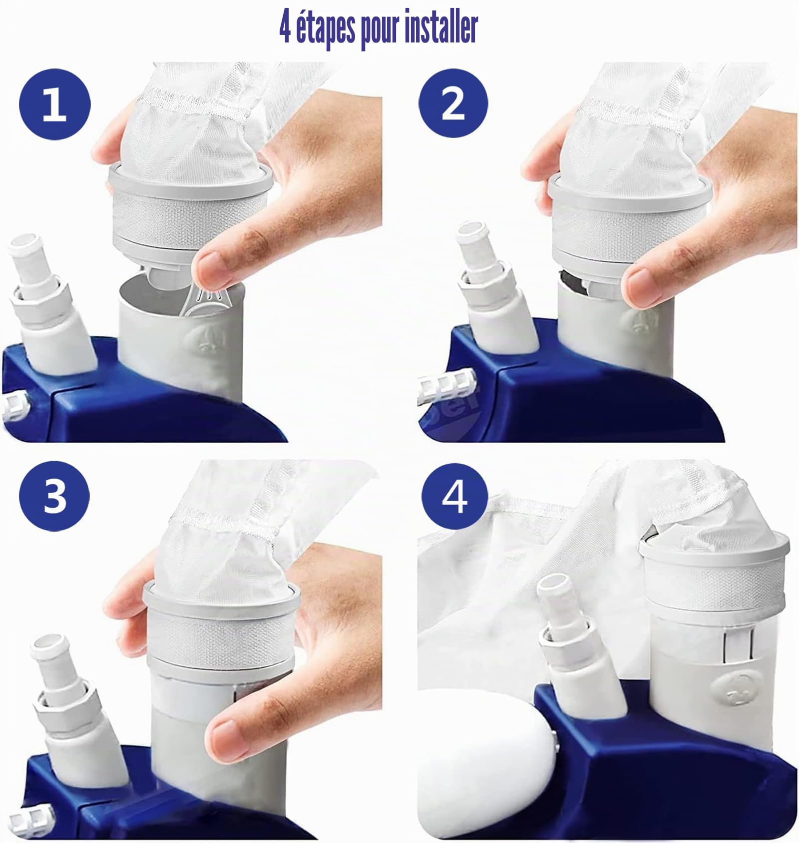FAMKIT Lot de 2 sacs filtrants zippés de rechange pour Polaris 380, fermeture éclair à 360 degrés Blanc