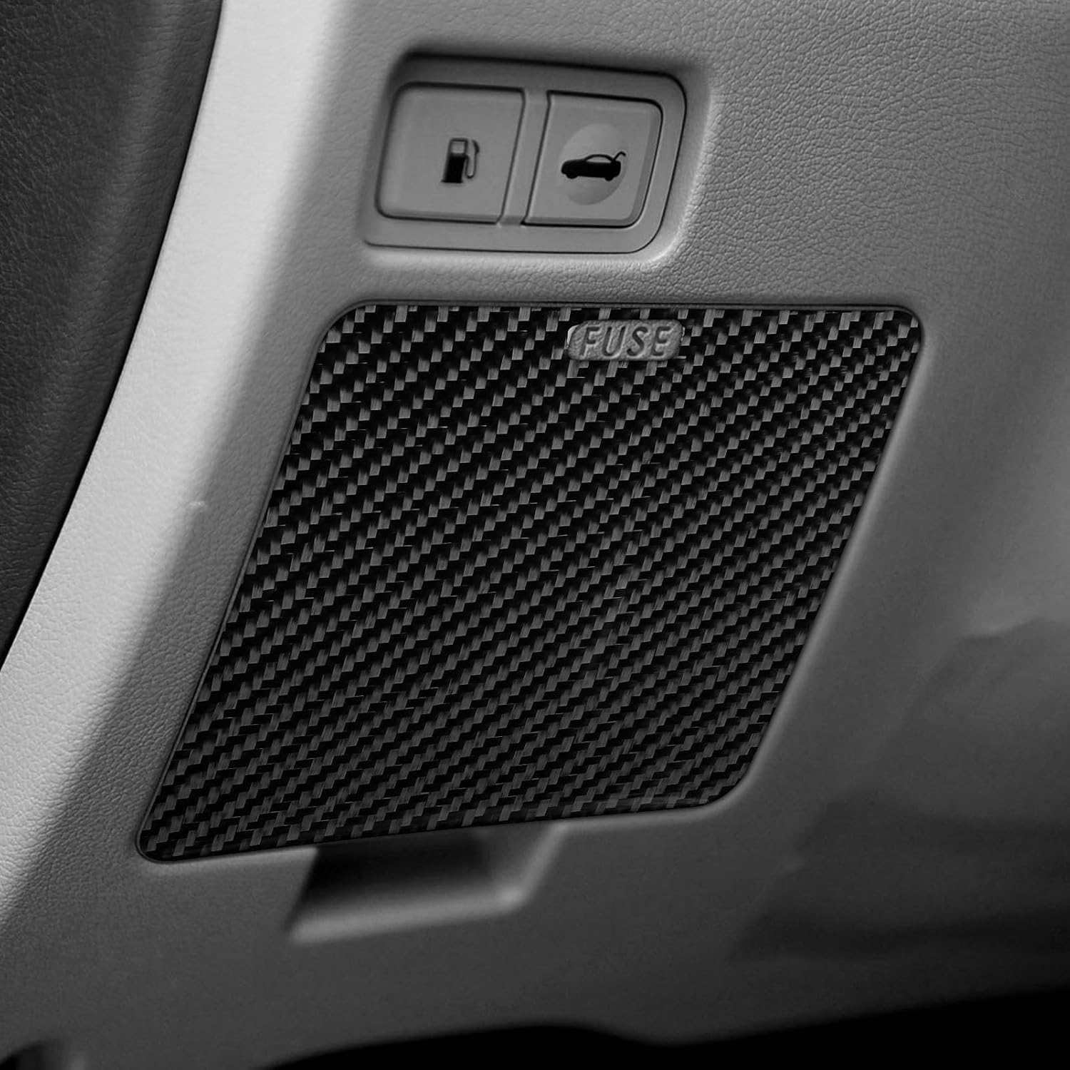 Black Real Carbon Fiber Car Driver Position Fuse Box Panel Switch Soft Pad Sticker Auto Interior Accessories Compatible with Hyundai Sonata GLS/SE/Limited 2011 2012 2013 2014