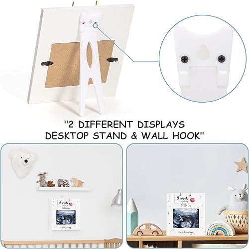 Miniatura 5 de Marco de fotos de ultrasonido – Baby Bump Weekly Fruit and Veggie Pregnancy Tracker, marco de fotos de sonograma, esperando que los padres sean un