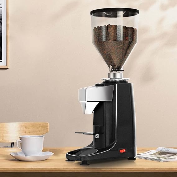 Automatic Mill Coffee Bean Grinder, Office Electric Espresso Maker Latte Machine, 250W Desktop Stainless Steel Flat Burrs Grinding Machine, 1.5L Large Bean Hopper,Silver