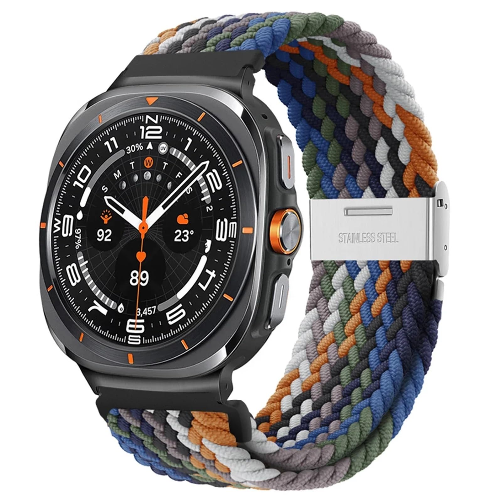 Para Galaxy Watch Ultra 47 mm Correas de reloj Nylon Elástico Trenzado Solo Loop Correa Pulsera