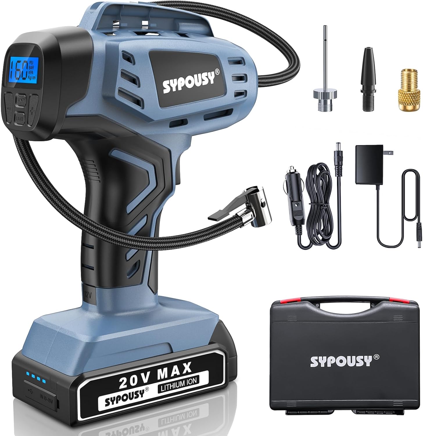 Tire inflator with 20V Rechargeable Battery,Cordless
