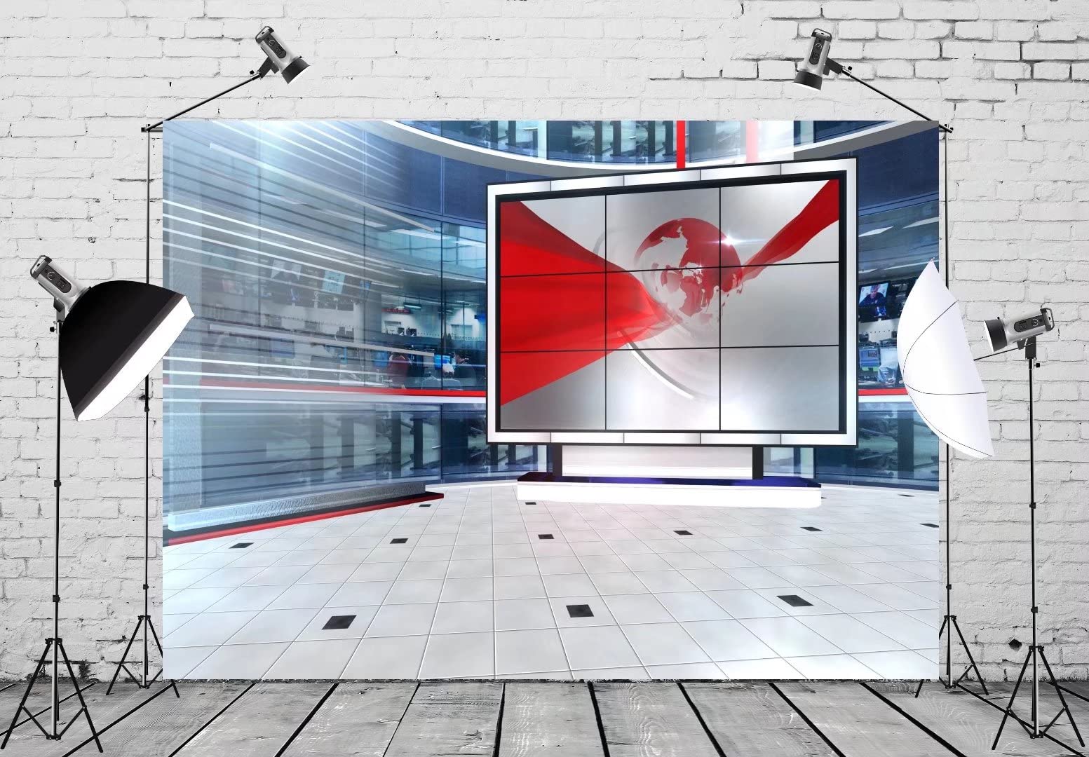 Customize Backdrop BELECO 15x8ft Fabric News Broadcast Hall Backdrop ...