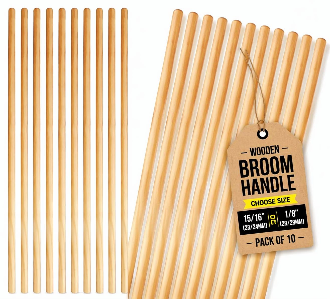 EDS Wooden Broom Handle 4ft (48 Inch) Universal 23/24mm Diameter Mop & Broom