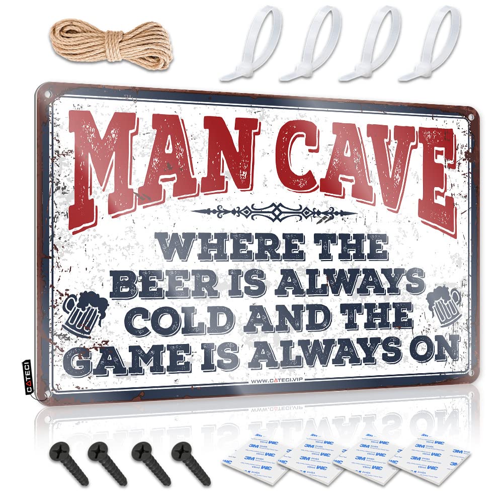 STWNVOITV Funny Camping Signs Man Cave Rules Sign Sports Bar Decor Man Cave Wall Decor(30X40CM)