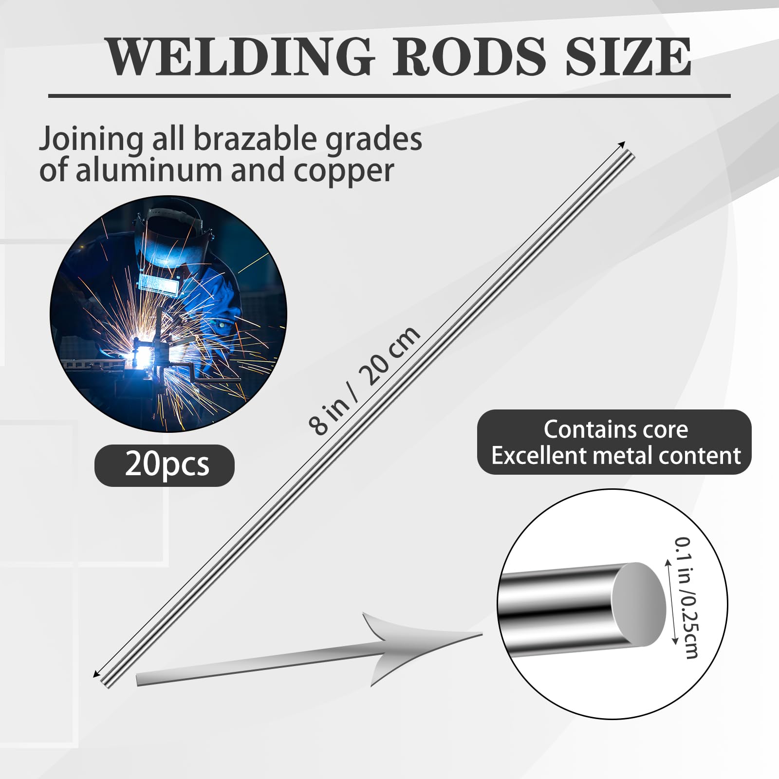 Aluminum Copper Brazing Rods - 20 Pack -2 Aluminum Copper Brazing Rods - 20 Pack -2