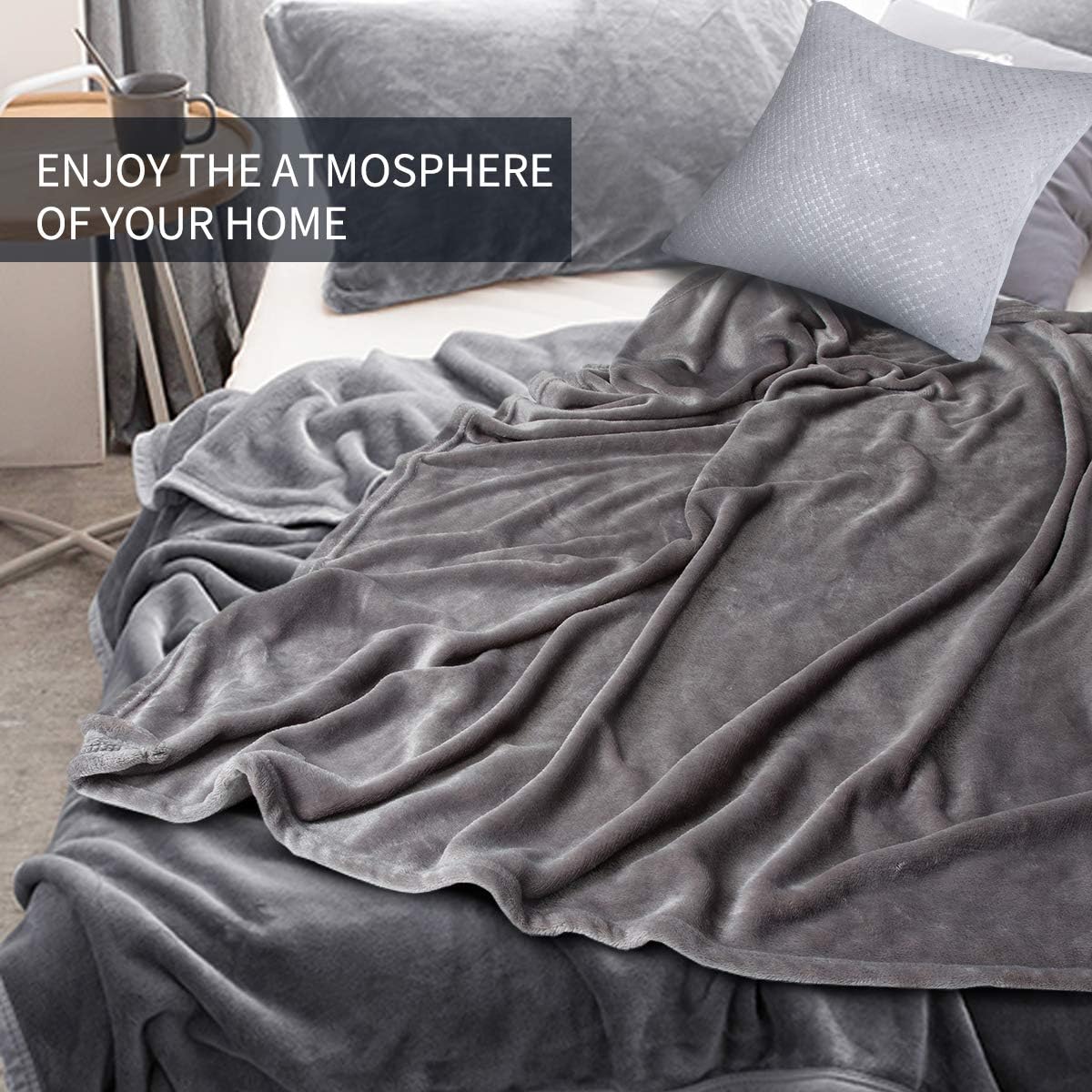 Rendiele Blankets Full Size Clearance Throw Blankets for Couch Bed Super Soft Plush Fuzzy Cozy Flannel Fleece Blankets Fluffy Warm Solid Color Double Sided Blanket 60x80 inch (Grey, Twin) : Home & Kitchen