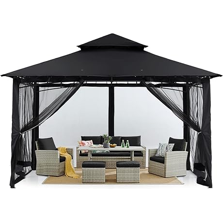 MASTERCANOPY Outdoor Gazebo Tent for Patios with Stable Steel Frame and Mesh...