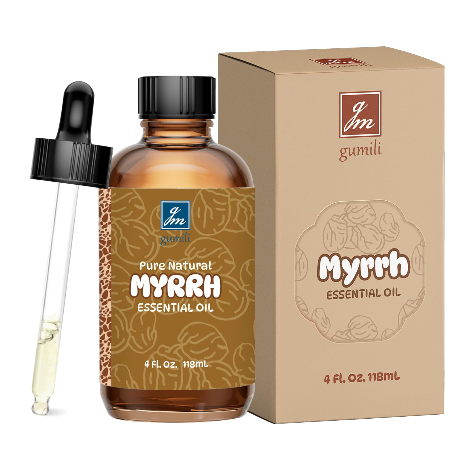GM Gumili Myrrh Essential Oil for Skin, Hair, Diffuser, DIY Blends, 4 Oz