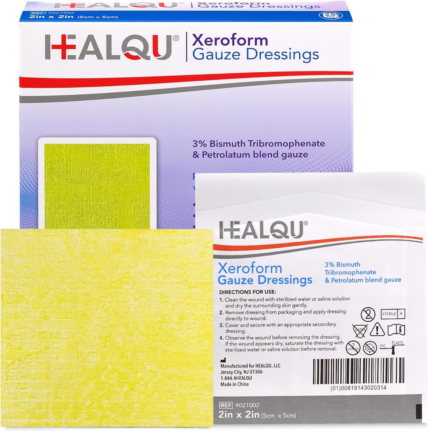 Medical Xeroform Petrolatum Dressing 2x2-25 Count - Non-Adherent Gauze Pad for Low Exudating Wounds - Soft Mesh Gauze Patch Sterile for Wound Care Lacerations, Burns & Skin Grafts